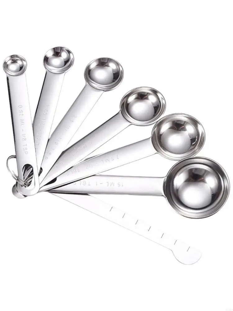 62KD 7 Piece Premium Kitchen Scoops Heat Resistant Nonrust Steel With Measurement Marking