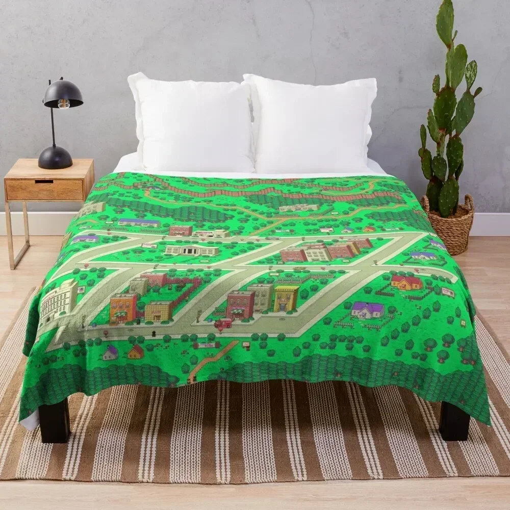 

Earthbound Onett Map Throw Blanket Hair for sofa Soft Plaid Decorative Sofa Blankets