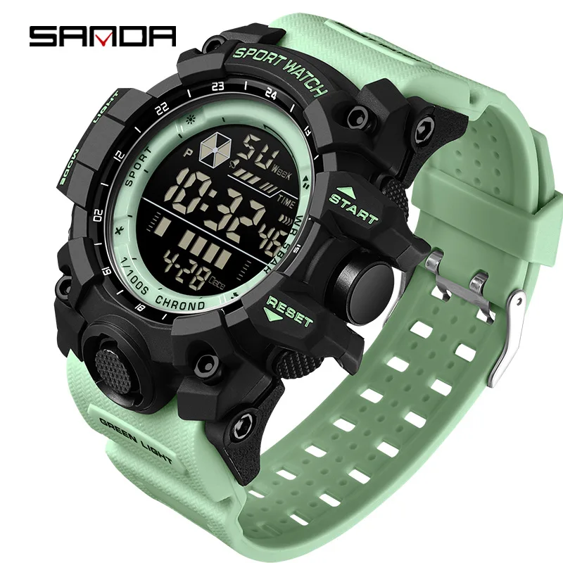 

SANDA New 6290 Sports Electronic Watch for Men and Women, 5ATM Waterproof Night Light Countdown Alarm Clock, Student Watch