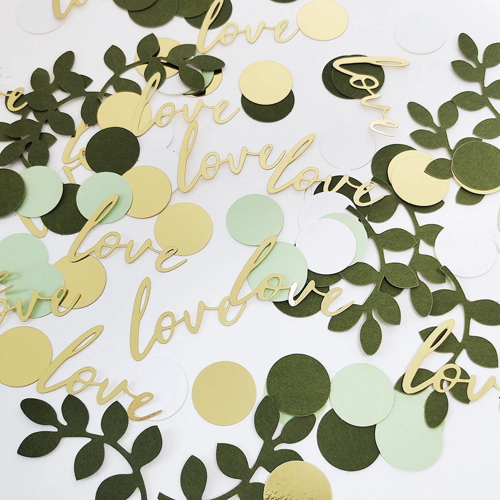 100 Stück Salbei Party Konfetti Liebe runde Blatt Pflanzen Gold Farbe Papier Konfetti DIY Hochzeit Verlobung feier Dekorationen Lieferungen – Detail 5