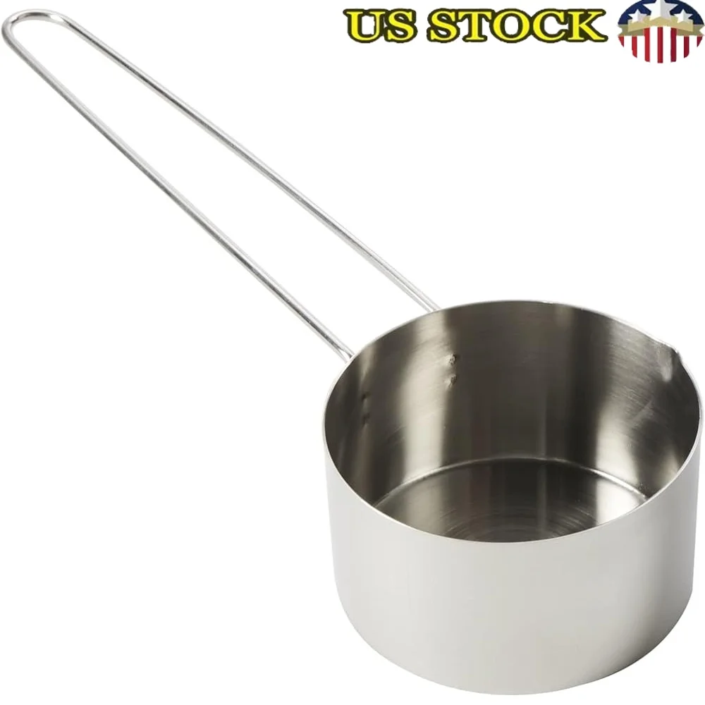 

Durable Stainless Steel Measuring Cup 1 Cup Capacity with Long Handle Easy Grabbing Liquid Pouring and Efficient Spillage