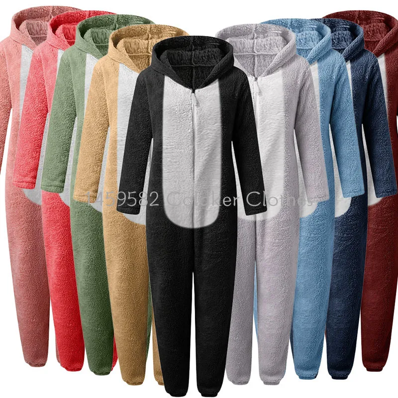 

Лидер продаж больших размеров, осенне-зимняя утепленная флисовая женская пижама-комбинезон со шляпой, повседневный стиль, удобная мягкая ткань