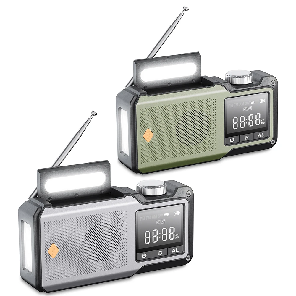 야외 캠핑 및 비상 사태를위한 보조베터리 SOS 손전등 태양 라디오와 10000mAh 핸드 크랭크 비상 라디오 휴대용 라디오