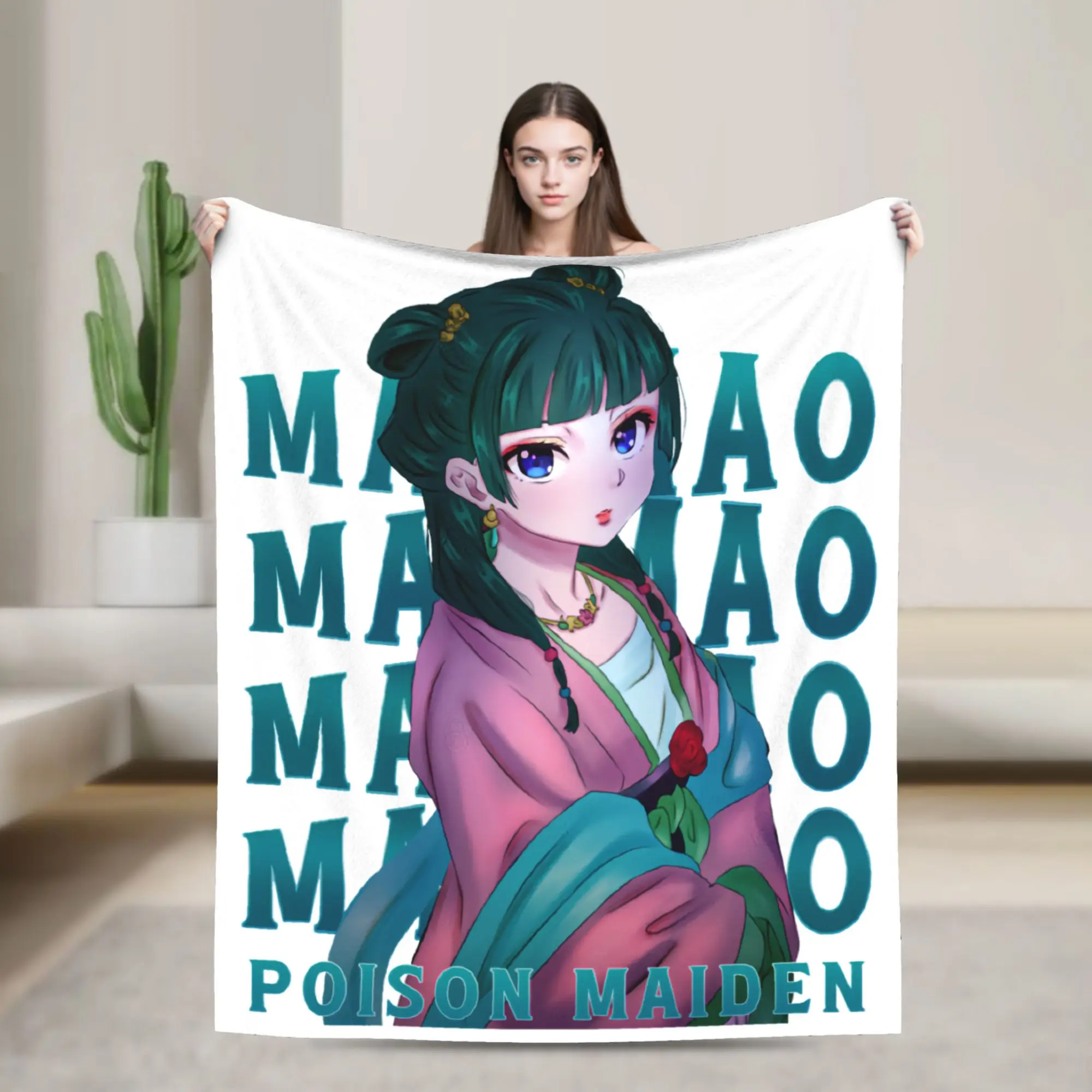 Doodle Maomao Velvet Throw Blanket The Apothecary Diaries Anime Blanket for Home Outdoor Warm Plush Thin Quilt
