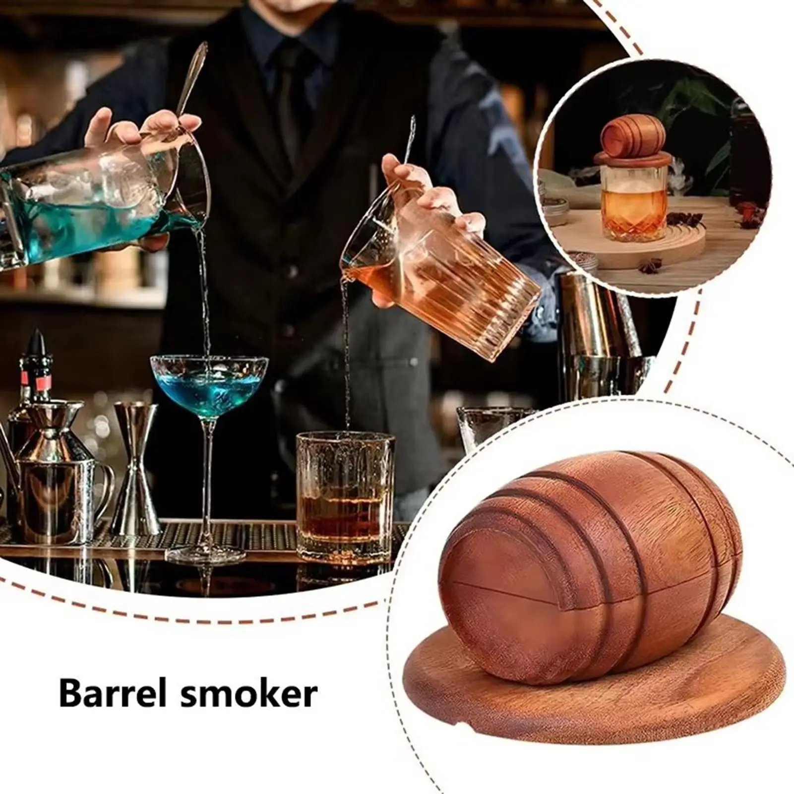 Whiskey Smoker Kit Classic Cocktail Infuser Set with Wood Chips Smoker for Bourbon Whiskey Gifts, Birthday Presentes
