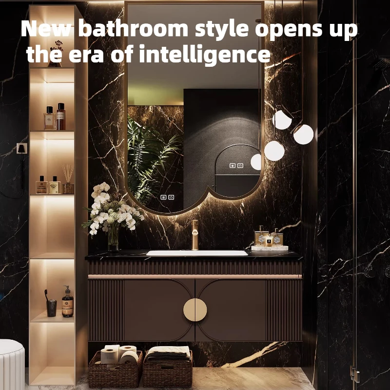 Oak Bathroom Cabinet Combination Toilet Washbasin Decorbathroom Mirror Cabinet Shelves Accessories Space Saving Home Furniture