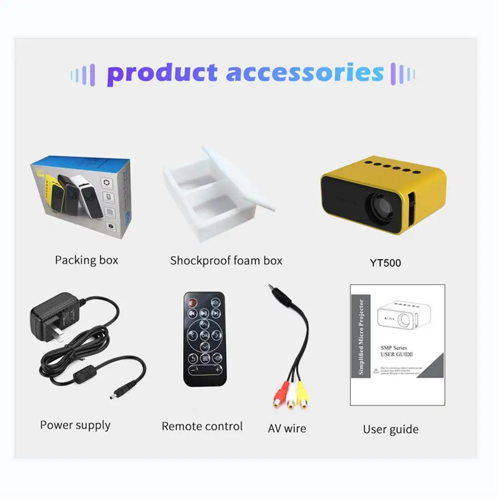 Yt500 Home Mini Projector Miniature Children Led Mobile Phone Projector Built-in Speaker Portable Media Player