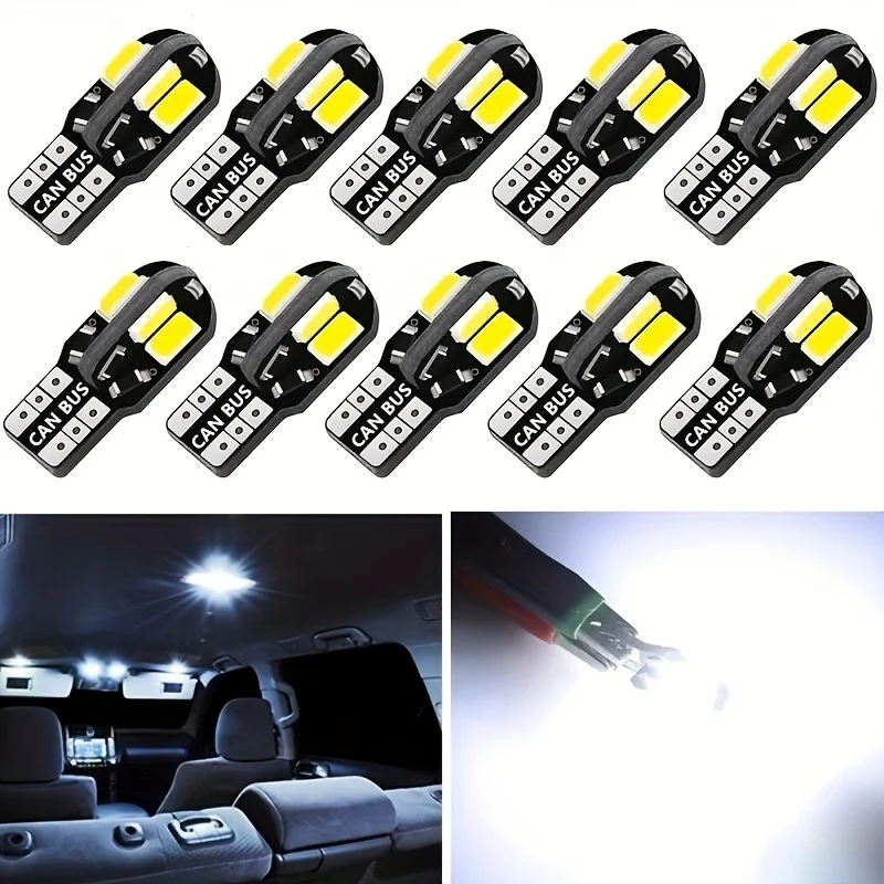 10/20PCS W5W T10 LED Bulbs Canbus 5730 8SMD 12V 6000K 194 168 LED Car Map Dome Lights Parking Light Auto Signal Lamp