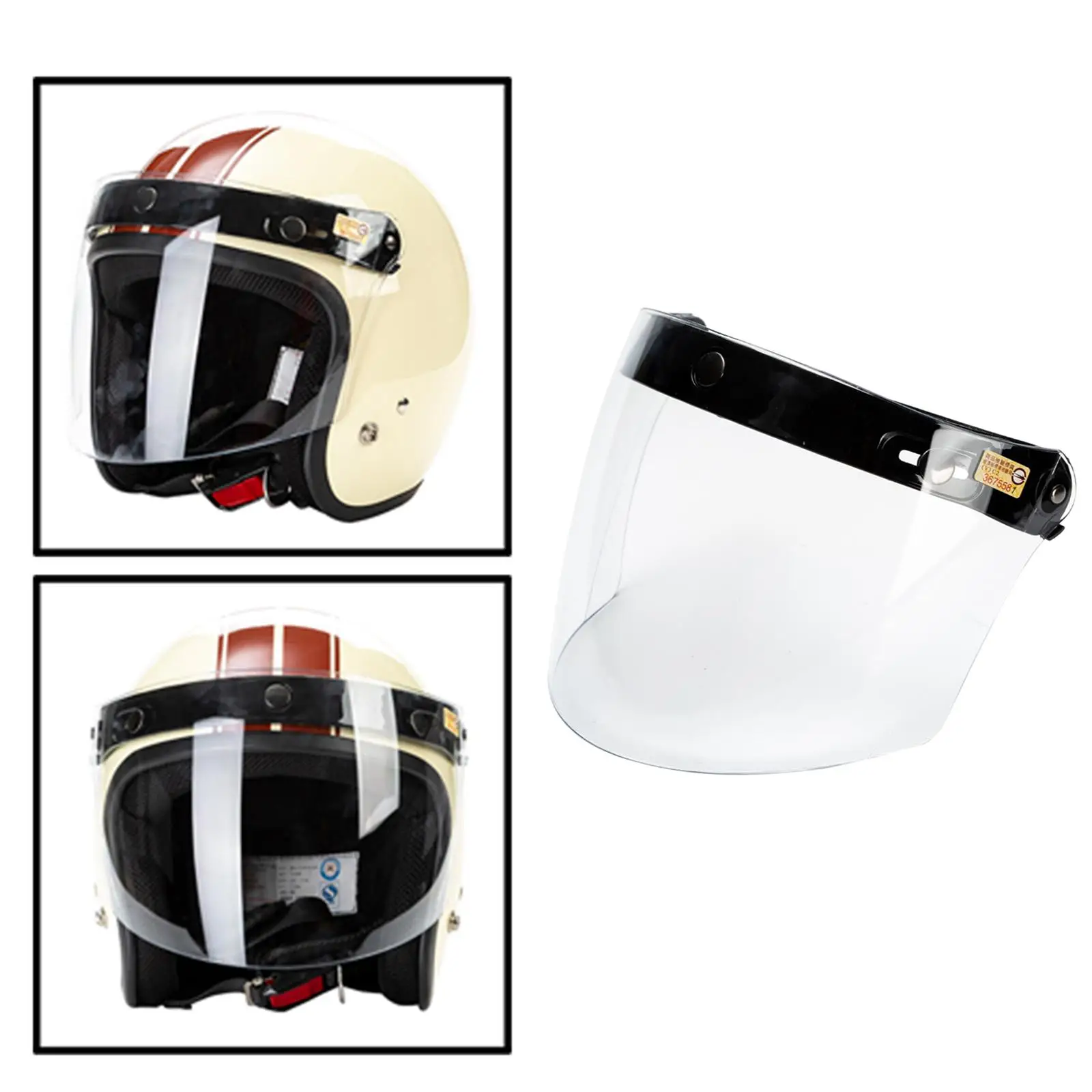 

Standard 3-Snap Open Face Motorcycle Helmets Flip Up Face Visor Wind/Dust Proof