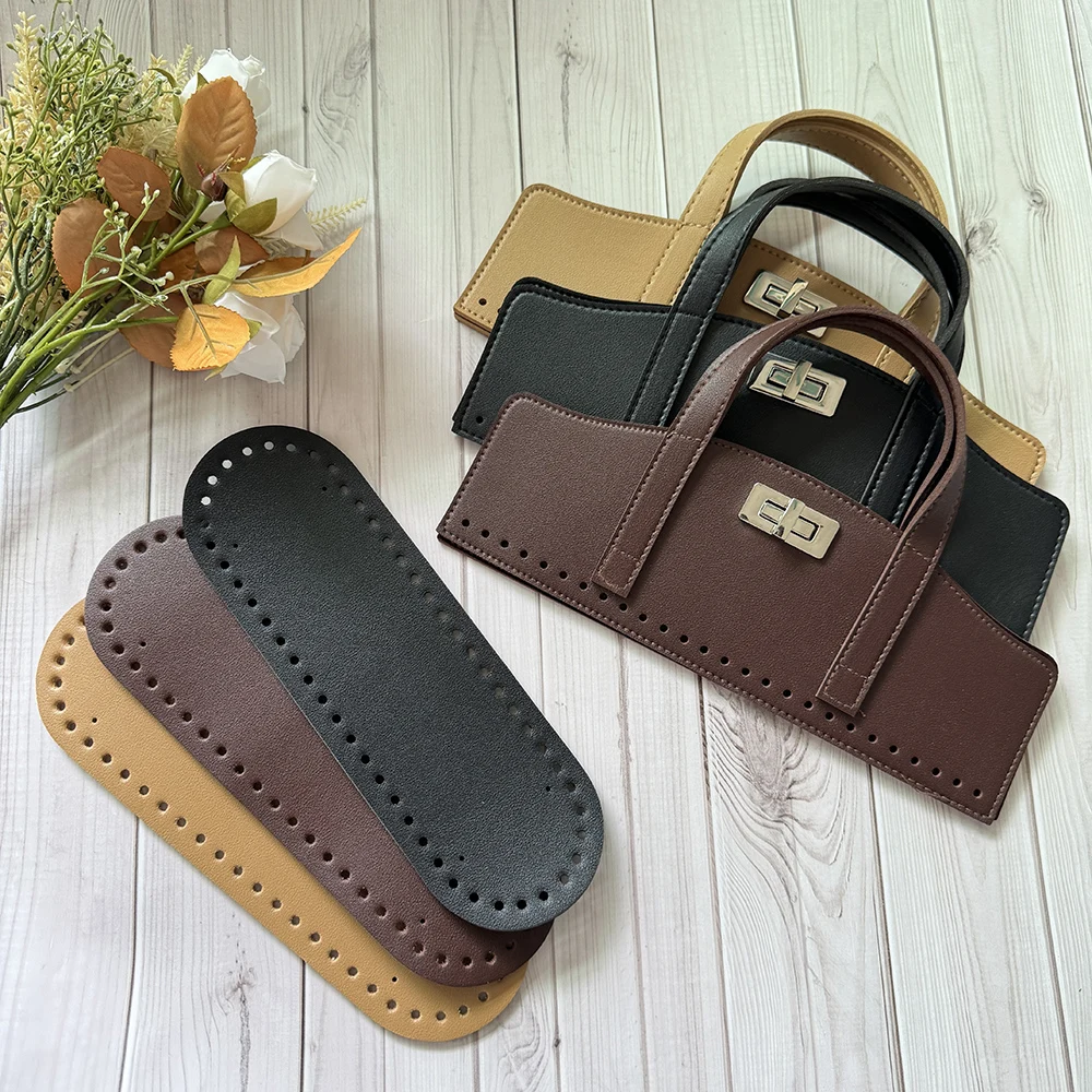 

DIY PU leather woven bag PU leather bag accessories set handbag handle for yarn weaving and fabric splicing, DIY wallet making