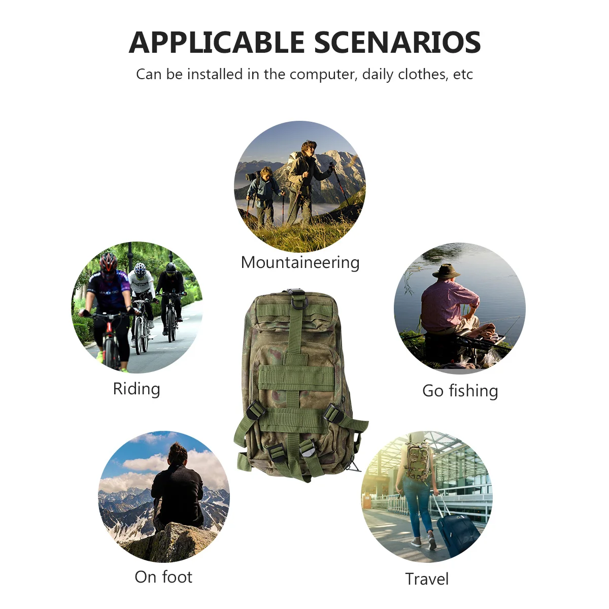 

Backpack Camouflage Green Small Rucksacks Hiking Camping Trekking Outdoor Travel Bag Heavy Duty Pack Men