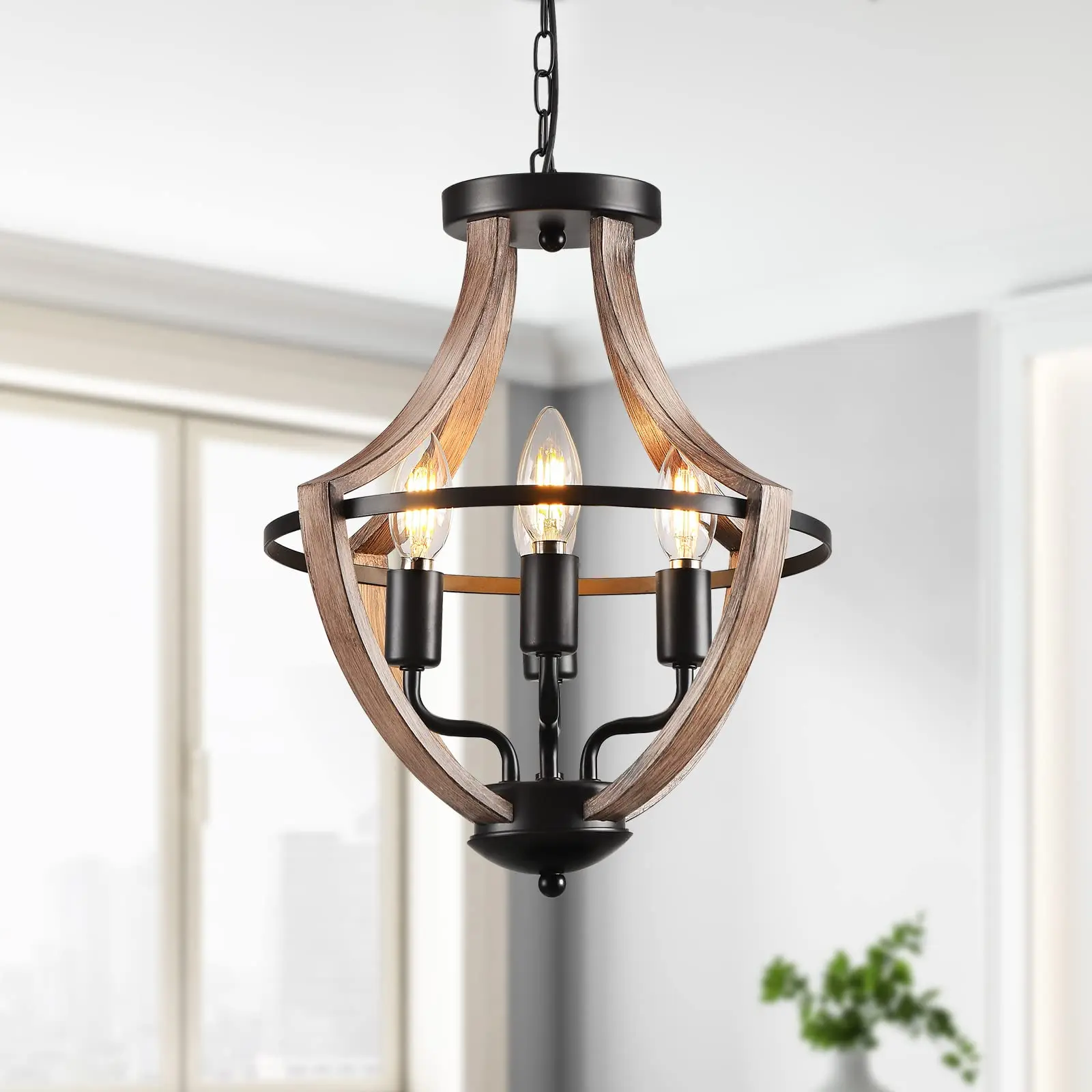 

Chandelier 4-Light Farmhouse Hanging Pendant Industrial Hanging Lamp Candle Farmhouse Chandeliers for Dining Room Kitchen Island