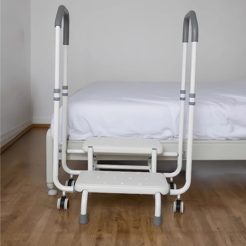 Adjustable Two-Step Bathroom Stool with Handrail, Anti-Slip Medical Step Stool&Standing Aid for Elderly Safety and Shower Assist