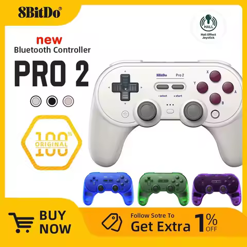 8BitDo New Pro 2 Bluetooth Gamepad with Hall Effect Joystick for Nintendo Switch, PC, macOS, Android, Steam Deck &amp; Raspberry Pi