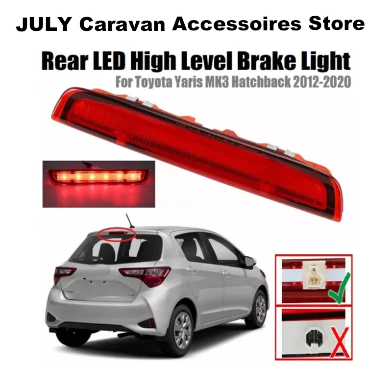 토요타 야리스 MK3 해치백 2012-2020 -UK 후방 상단 브레이크등 LED 후방 브레이크 스톱 테일 라이트 램프 액세서리