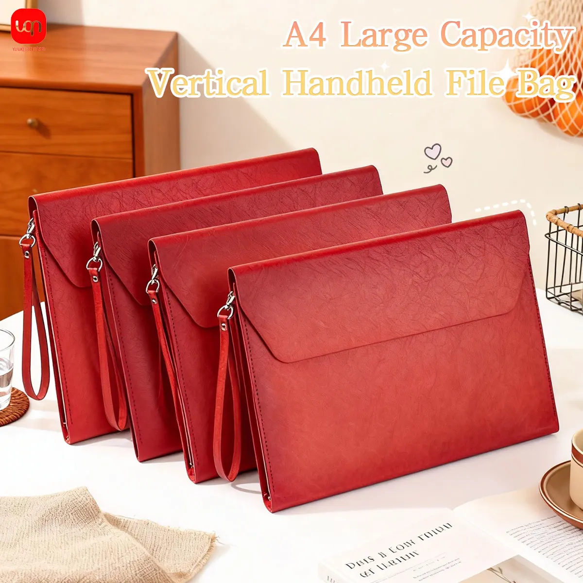 

WQN-1PC Leather Handheld Document Bag A4-14 Durable Large-Capacity Business File Contract Document Bag School Storage Supplies