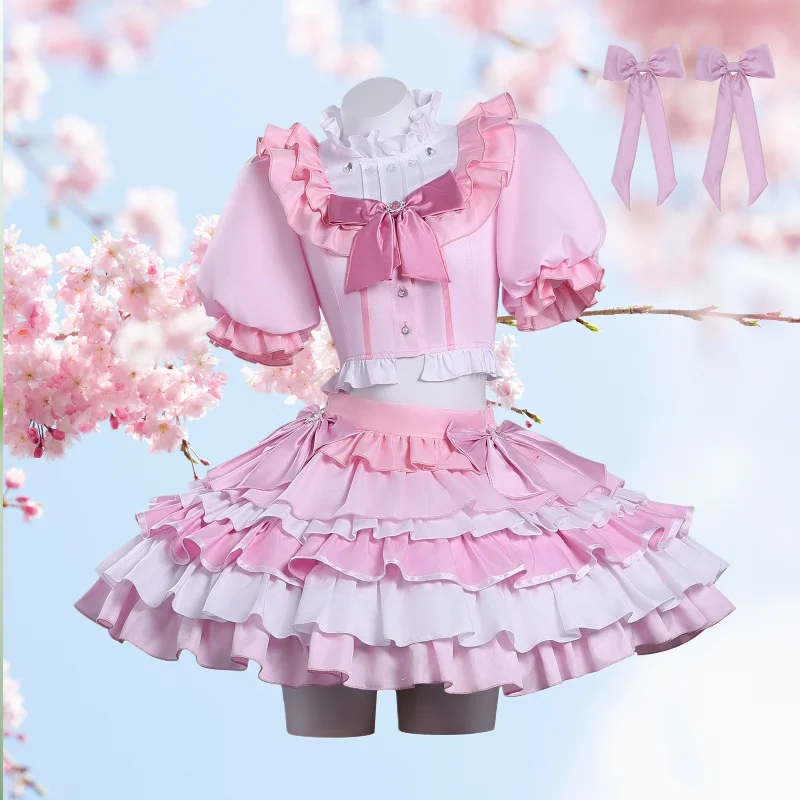 

Pink Dancewear Stage Performance Dress Role Play Outfit for Women Anime Kaname Cosplay Madoka Costume Magician Girls Cos