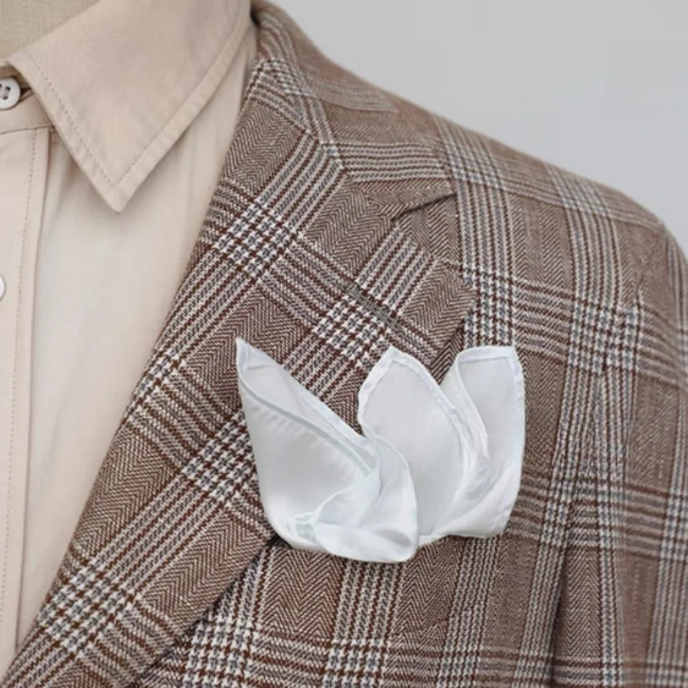 

Men's Suit Pocket Square Business Suit Hanky White Color Edge Chest Towel Handkercher Boys Banquet Pocket Square