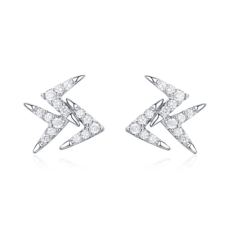 

Fashion Jewelry Platinum Plated Diamond Zircon Women's S925 Pure Silver Stud Earrings
