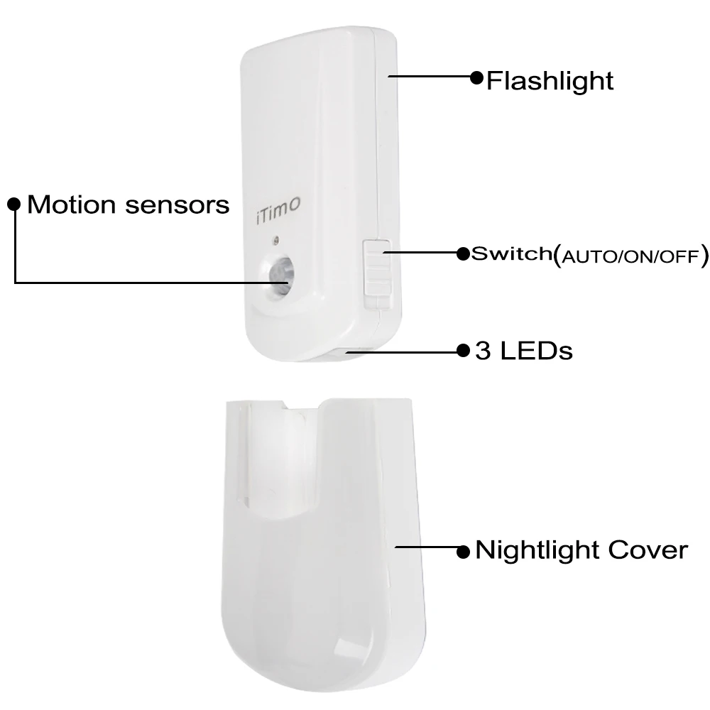 Beside Stairs Pir Sensor Emergency Lamp Night Lights Torch Flashlight & Wall Light Light & Motion Sensor 3 AA Batteries