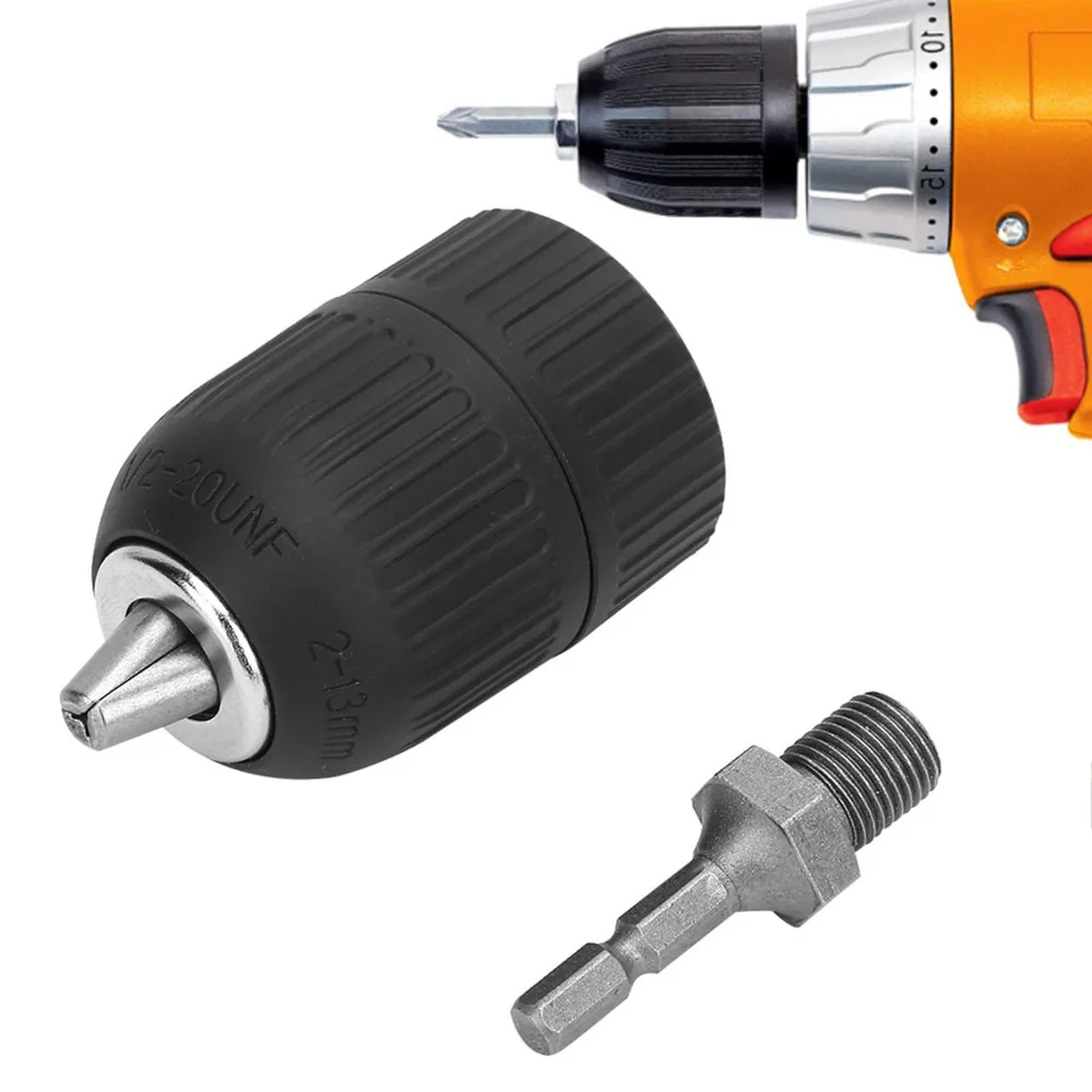 1/2 Inch Capacity (13mm) Keyless Drill Chuck 1/2-20 UNF Thread Quick Connect Design Impact Driver Chuck Plastic Casing