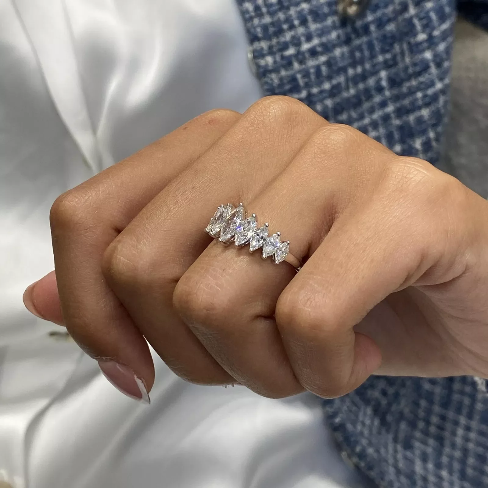 Premium Platinum-950 Marquise Laborgezüchteter Diamantring 1,66 Karat DEF VS-VVS Krappenfassung Luxuriöser Ehering Elegantes Jubiläumsgeschenk – Detail 7