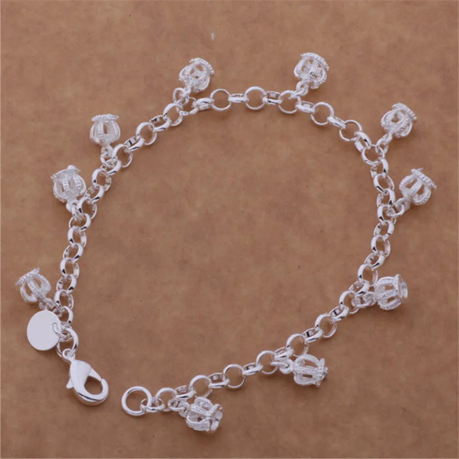 

New 8 Inches 925 Sterling Silver Crown Bracelet For Women Fashion Wedding Couple Party Jewelry Gift Wholesale