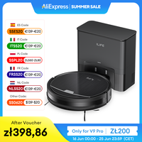 ILIFE V9Pro Robot Vacuum, Self-Emptying, 3000Pa Strong Suction, Gyro Navigation, Schedule, App/Alexa Control, for Pet Hair