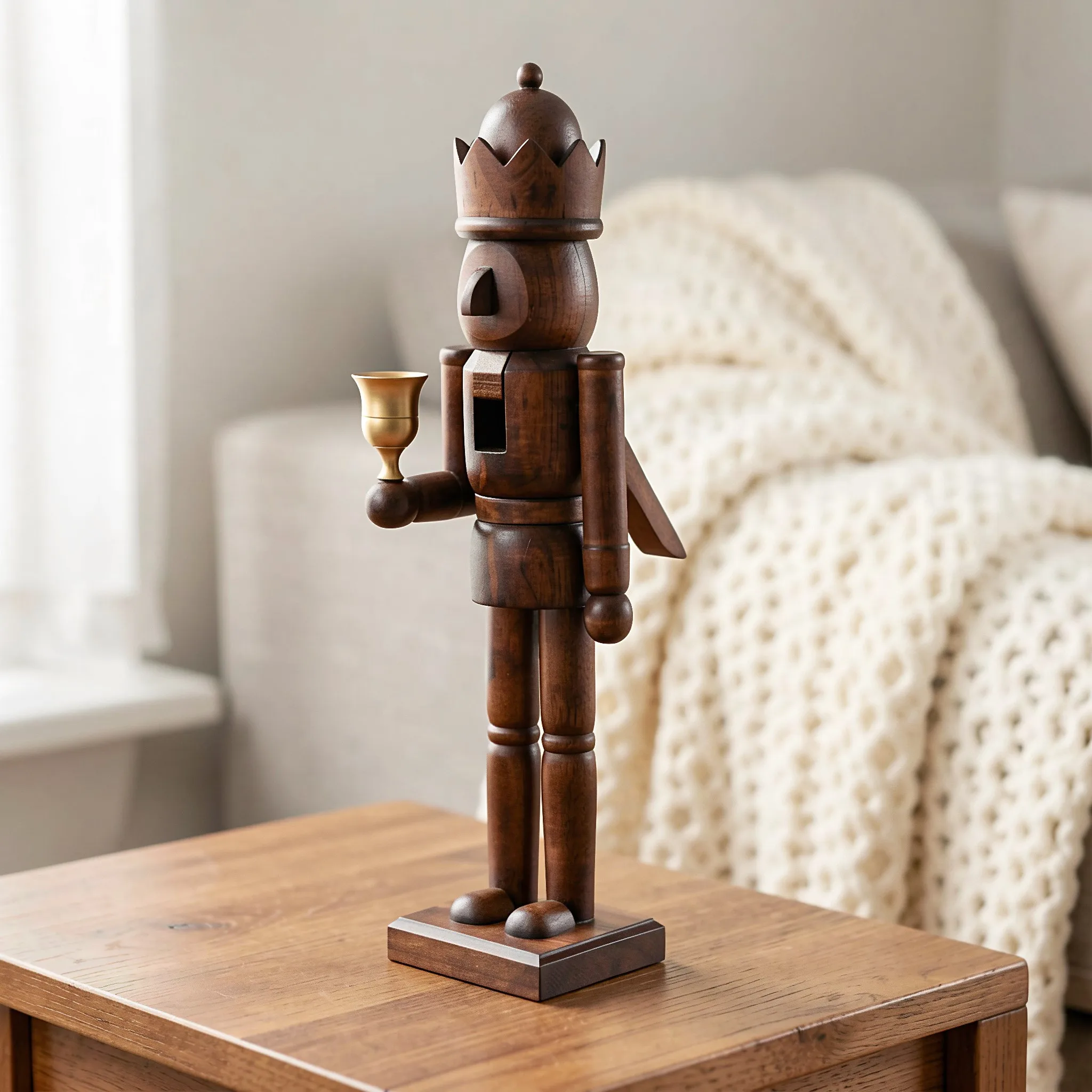 38cm Wooden Christmas Nutcracker Soldier Figurine Handmade Puppet Doll Statue Ornament Xmas Party Table Decoration