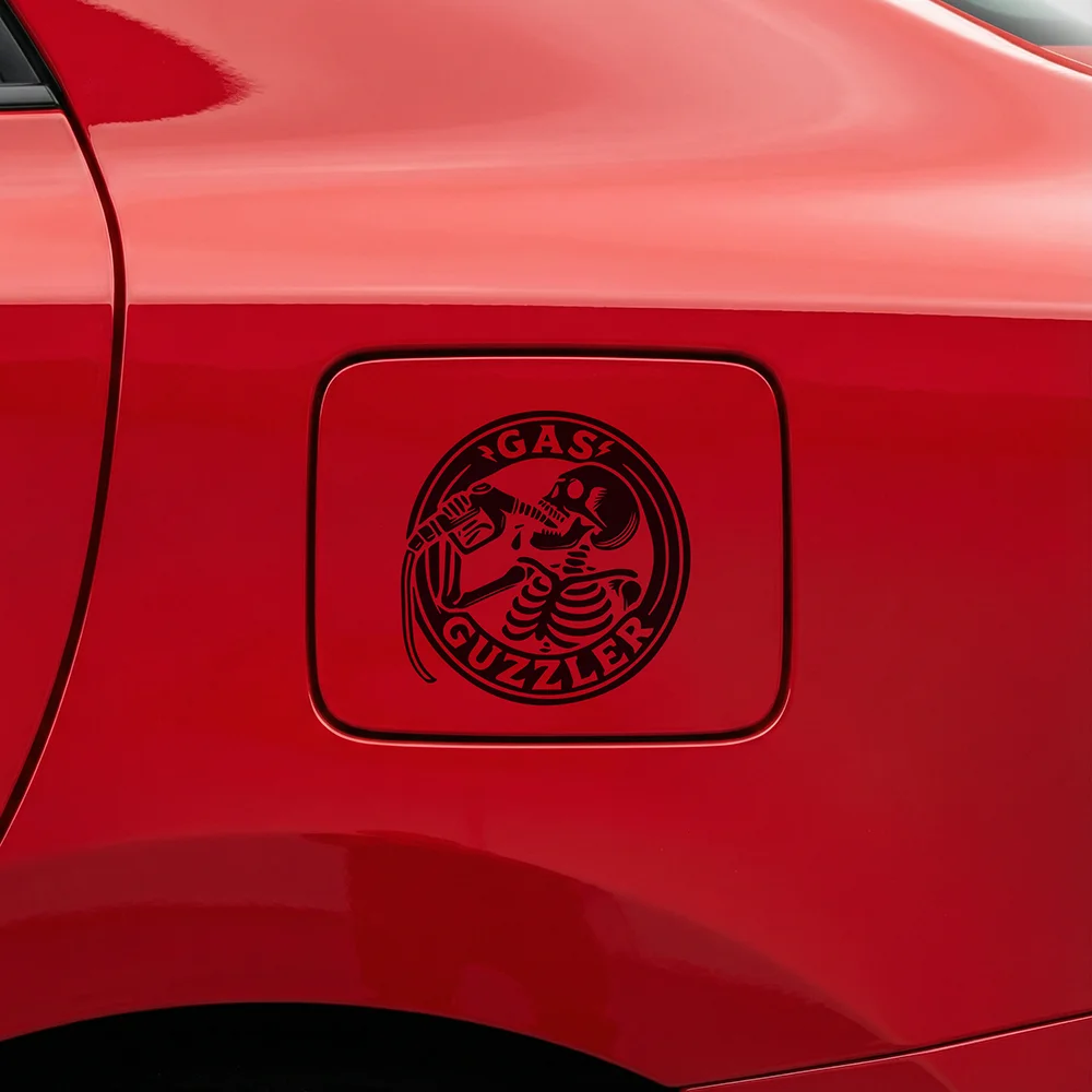 Funny Gas Guzzler Skeleton Car Fuel Tank Cap Cover Stickers Windows Decor Decals Vinyl Accessories