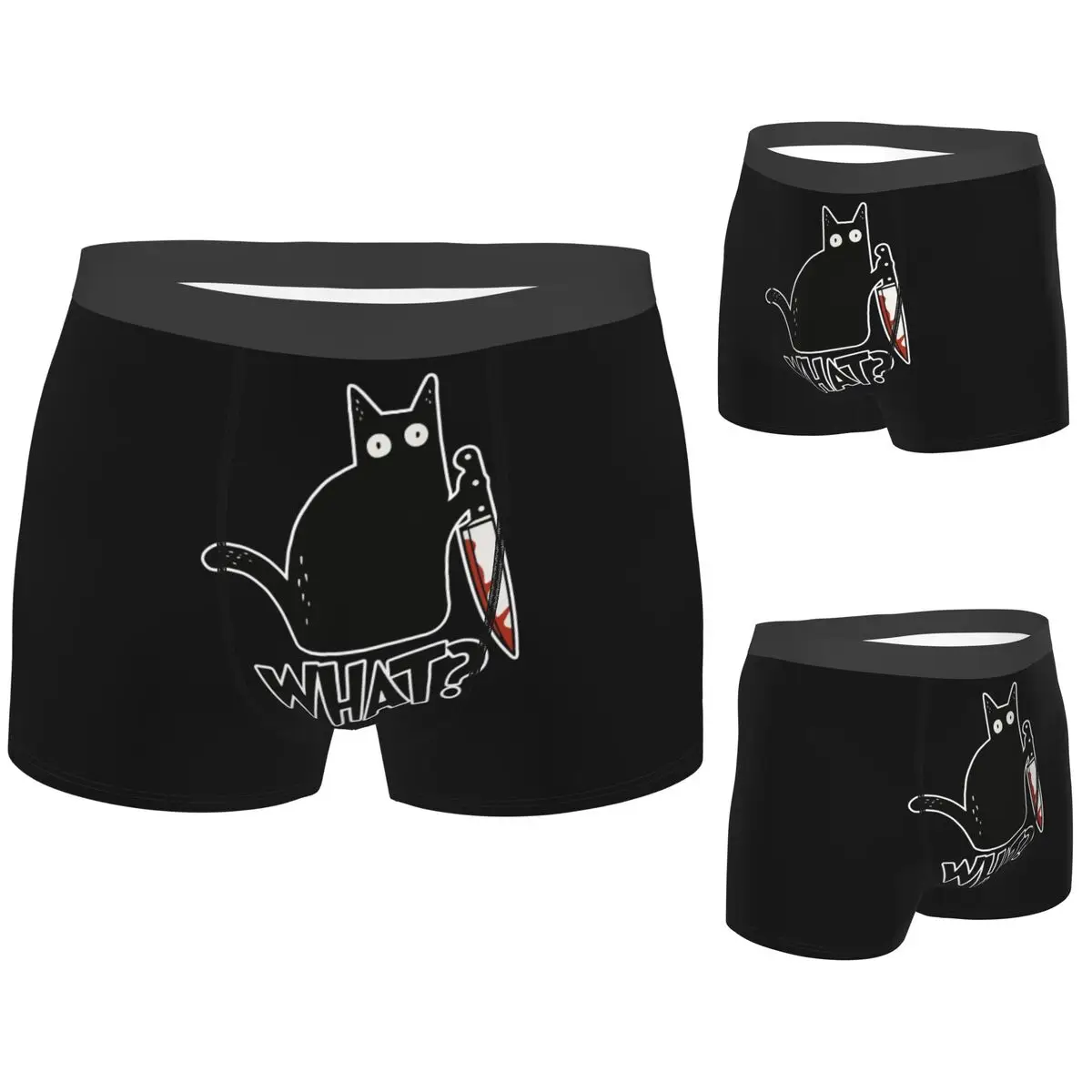 

Трусы-боксеры, шорты Cat What Murderous Black Cat с ножом, подарочные трусики премиум-класса, мужское дышащее нижнее белье для мужчин