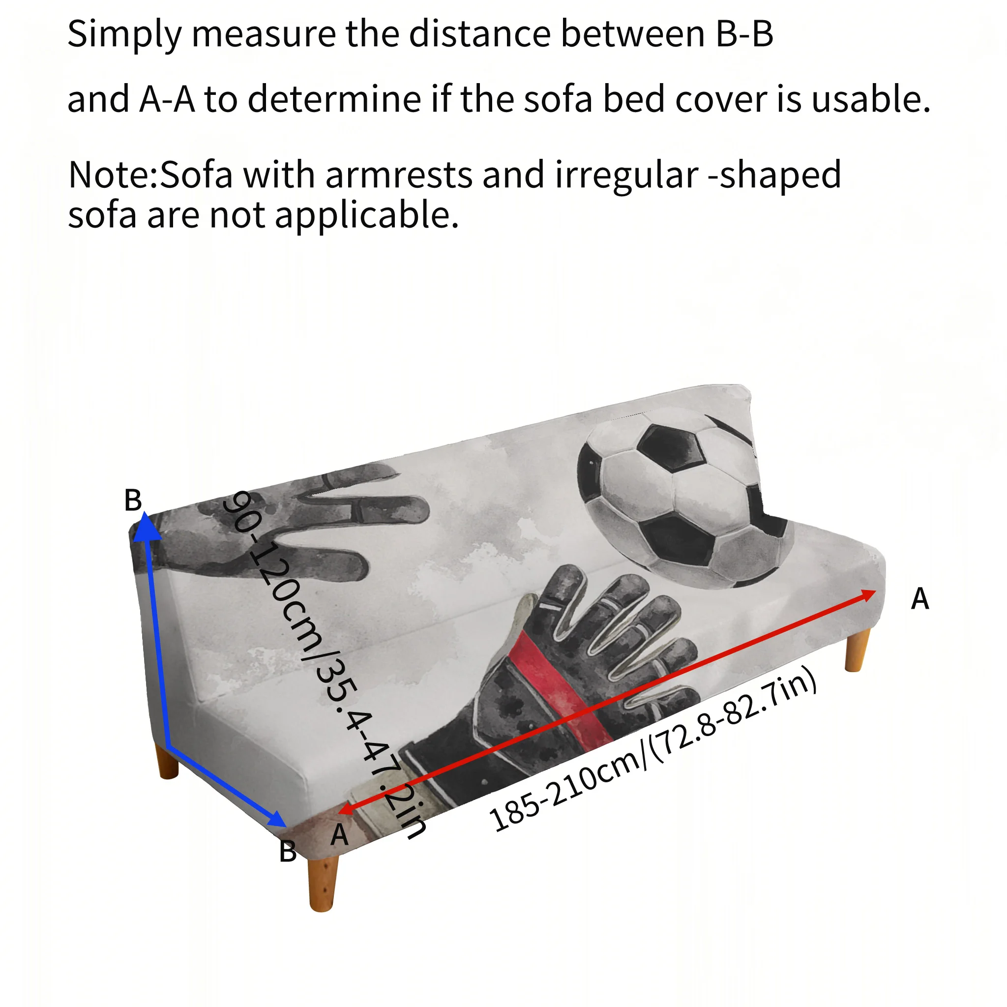 Artistic football theme elastic sofa cover, living room sofa cover, dustproof washable sofa cover