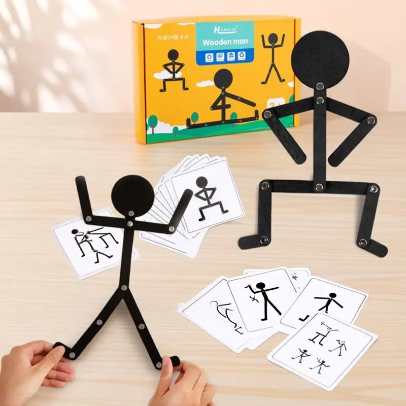 

Montessori Wooden Man Puzzle for Kids Sports Theme Early Educational Toy Improve Imagination Hands-on Ability Gift for