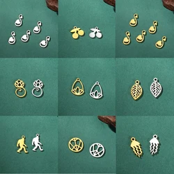 EUEAVAN 5pcs Stainless Steel Lotus Flower Charms for Bracelet Necklace Minimal Leaves Charm Earrings Jewelry Making Supplies