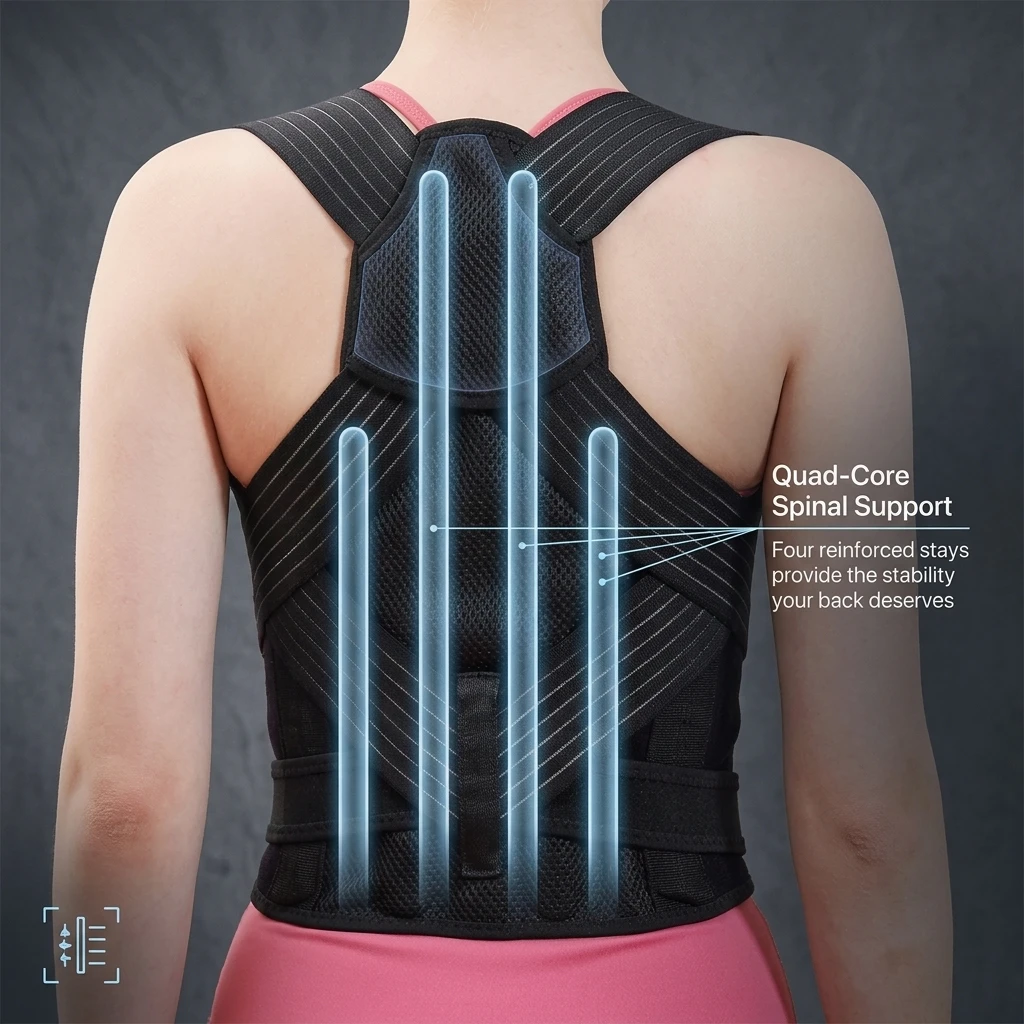 Breathable Back Posture Corrector Invisible Under Clothes Spine Support Belt for Humpback Prevention Adjustable Shoulder Wrap