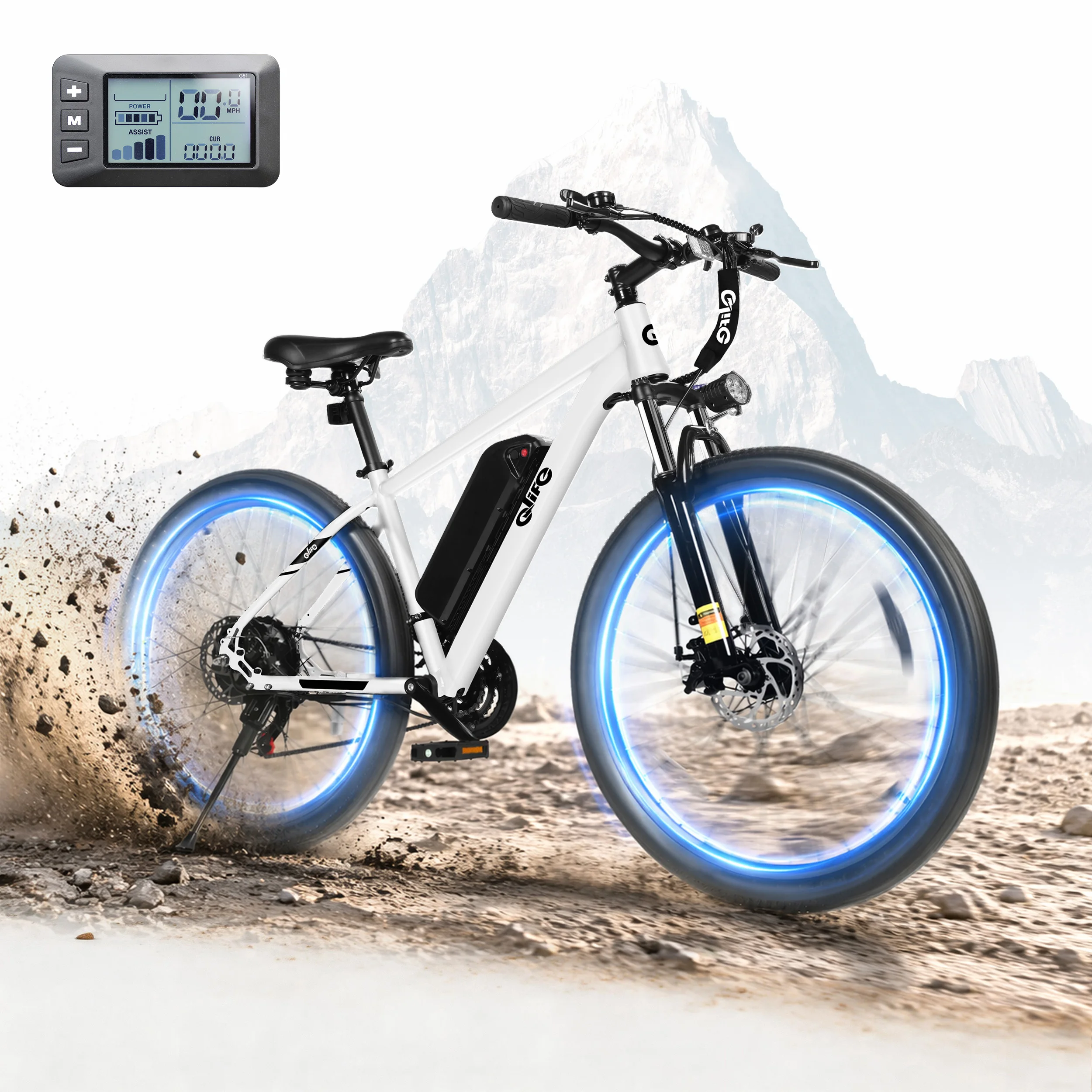 Qlife Racer Electric Bike for Adults, Peak 1200W 48V 10.4Ah,  27.5" Tire Electric Mountain Bike, 28MPH 55 Miles Off-road Electric Bicycle, 21-Speed image 3