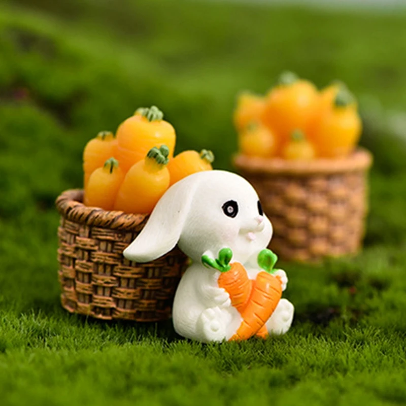 Garden Mini Rabbit Figurine Miniature Kawaii Cute Bunny Elf Fairy Figure Garden Yard Tree Garden Outdoor Decoration Statue