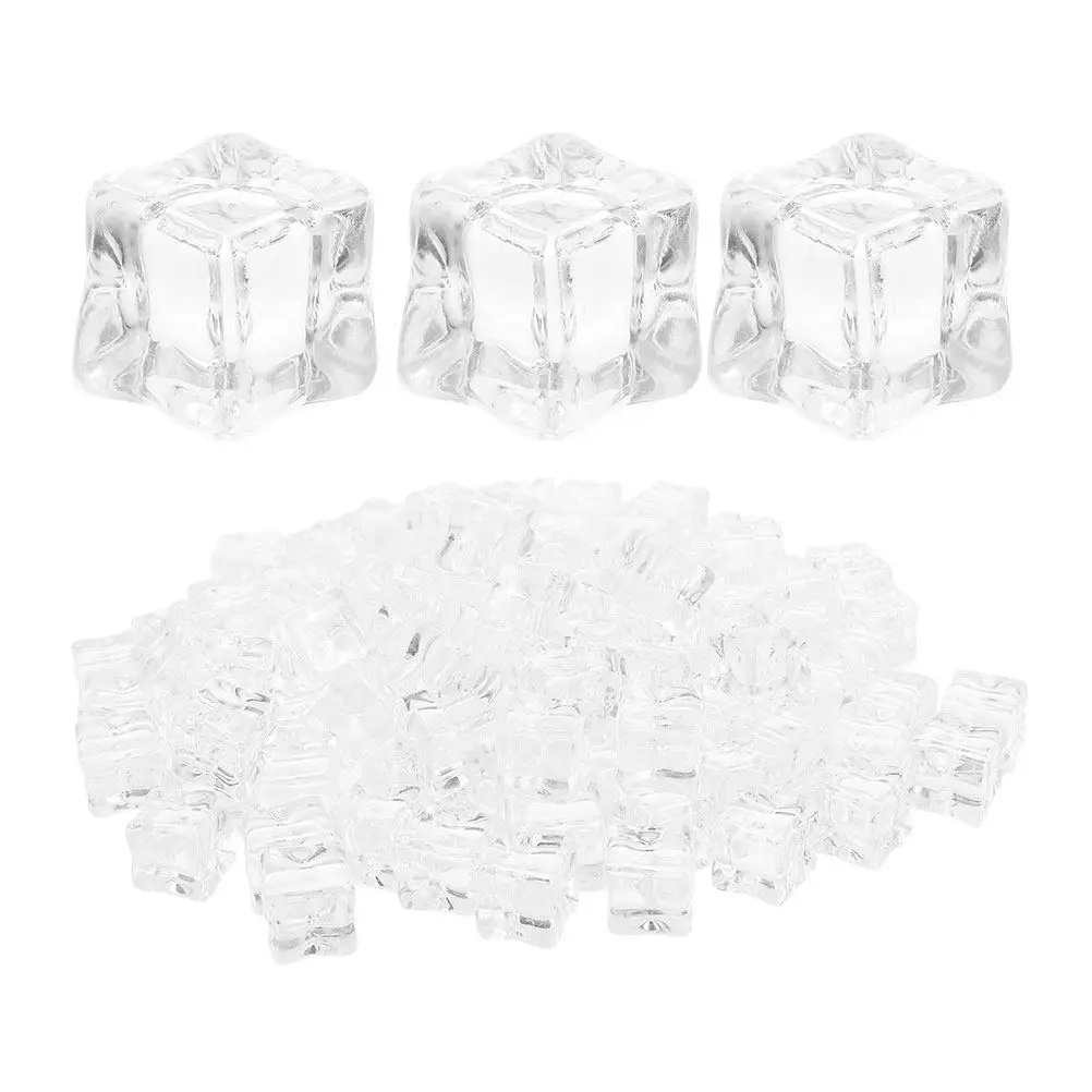 50Pcs Reusable Acrylic Fake Ice Cubes Transparent Artificial Ice for Wedding Props Photography Vase Decor Table Scatter