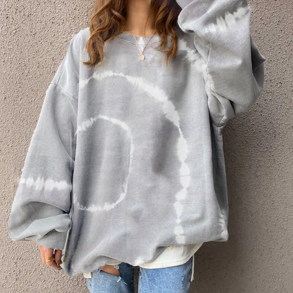 

Korean Japanese Style Printed Tops Women's 2023 Autumn New Fashion Casual Round Neck Sweater Hoodies Lantern Sleeve Sweatshirts