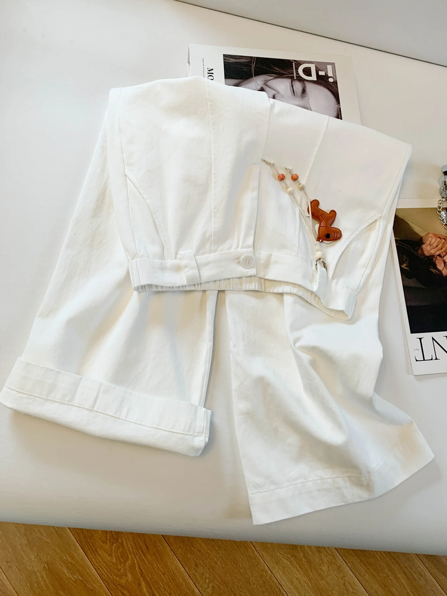 

Loose Wide Leg Pants High Waist Cotton Spring Women's Outerwear Faionable Lazy Sle Bent Knife Long Trousers