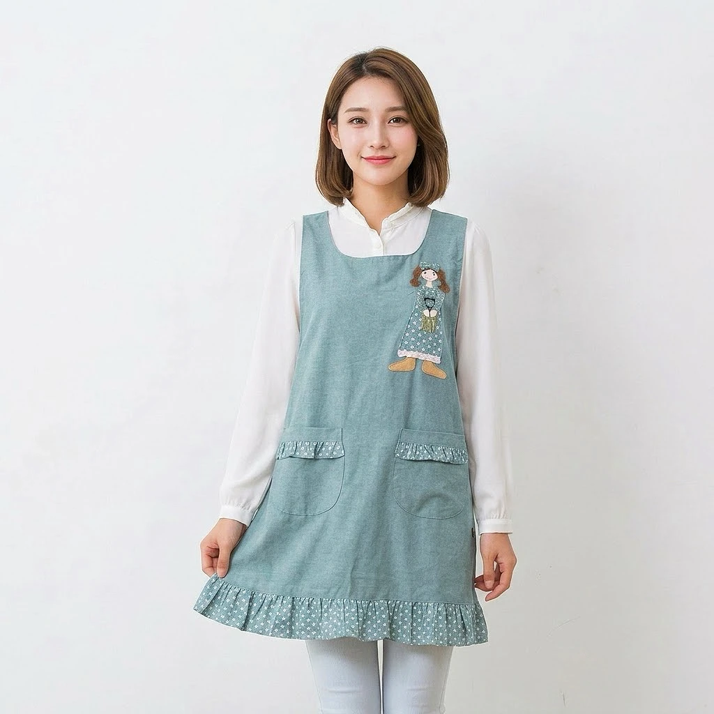 Cotton Apron Soft Women Lady Home Work Kitchen Cooking Cleaning Dining Room Vest Apron Tea Shop Smock Kindergarten Teather's