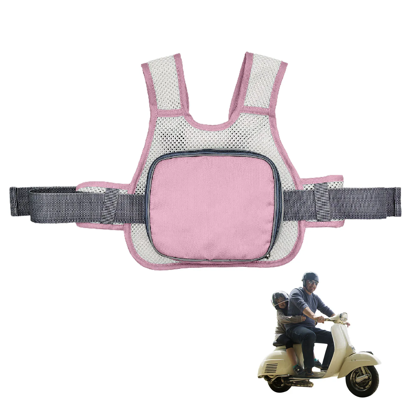 Universal Motorcycle Safety Belt For Kids With Storage Bag Rear Seat Grab Handle Strap Harness Adjustable Children Belt