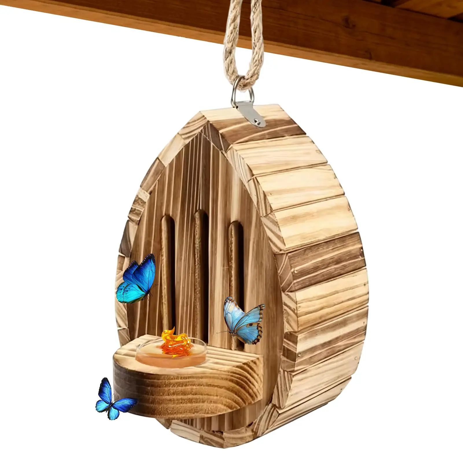 Maison pour papillons en bois, abri naturel en forme de larme, mangeoire, nichoir, habitat pour papillons pour jardin, prairie, allée, entrée de voiture