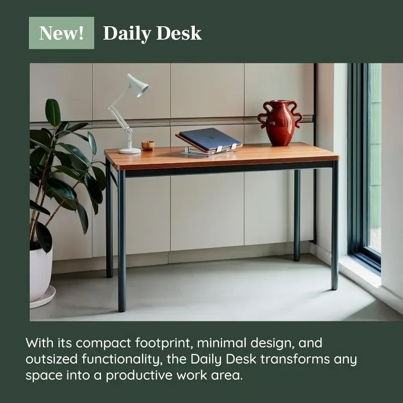 Practical home office desk with easy assembly, classic design, rounded corners and built office furniture