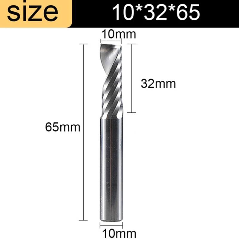 Single-Edge Spiraal Frees 3D Graveren Mes Voor Houtbewerking Acryl Snijden 1PC 10*32*65Mm Carbide Frees