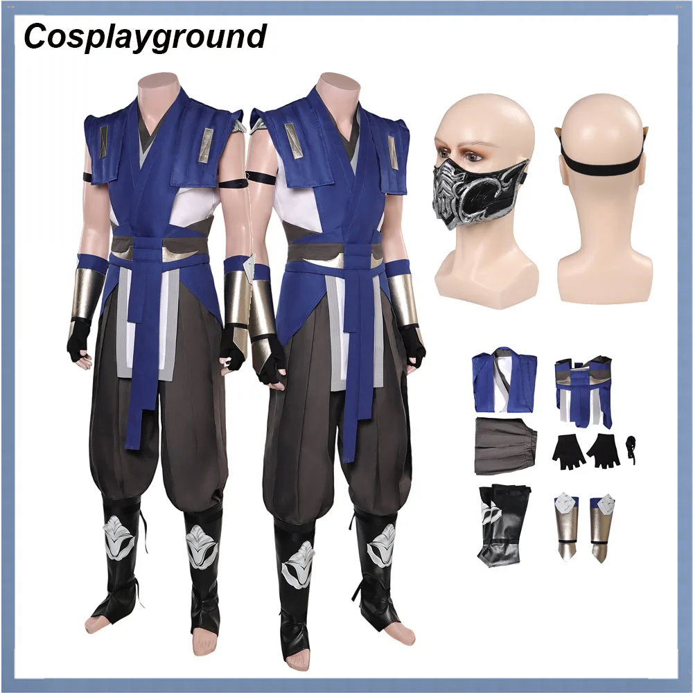 Game Mortal Cos Kombat Sub Zero Roleplay Adult Men Cosplay Fantasia Halloween Disguise Top Pants Mask Costume Outfits