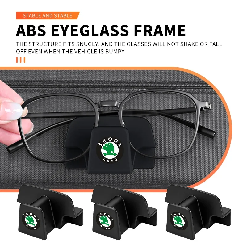 

Car Stickers Car Sun Visor Glasses Clip Eyeglasses Storage Holder Car Hook Accessories For Skoda Octavia A5 A7 RS Fabia Superb R