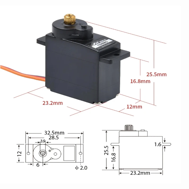 JX Servo PDI-1109HB PDI-1109MG 9g 2.5kg Metal Gear Digital Mini Servo For Fixed-wing 1/18 RC Car Boat Robot Arm Helicopter