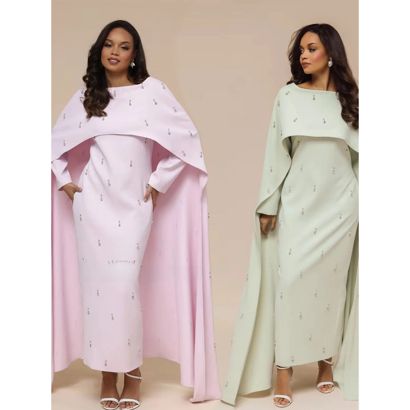 

Middle East Sequin Shawl Dress Set Dubai Nida Long Dress Two Piece Set Women's Shawl Dress Ensemble Spring KTV Evening Gown