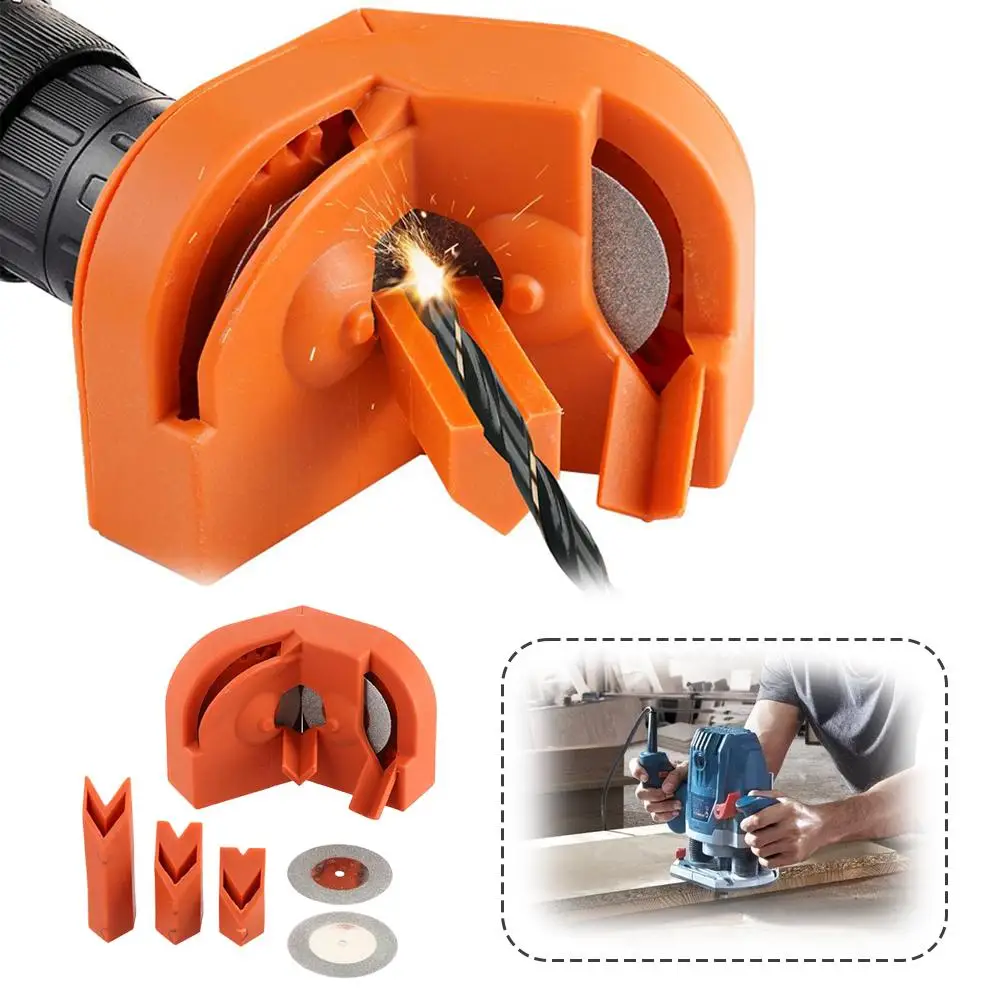 Electric Impact Drill Bit Sharpener 2-16mm Multipurpose Grinder with Double-Sided Disposable Stones for Home Workshop